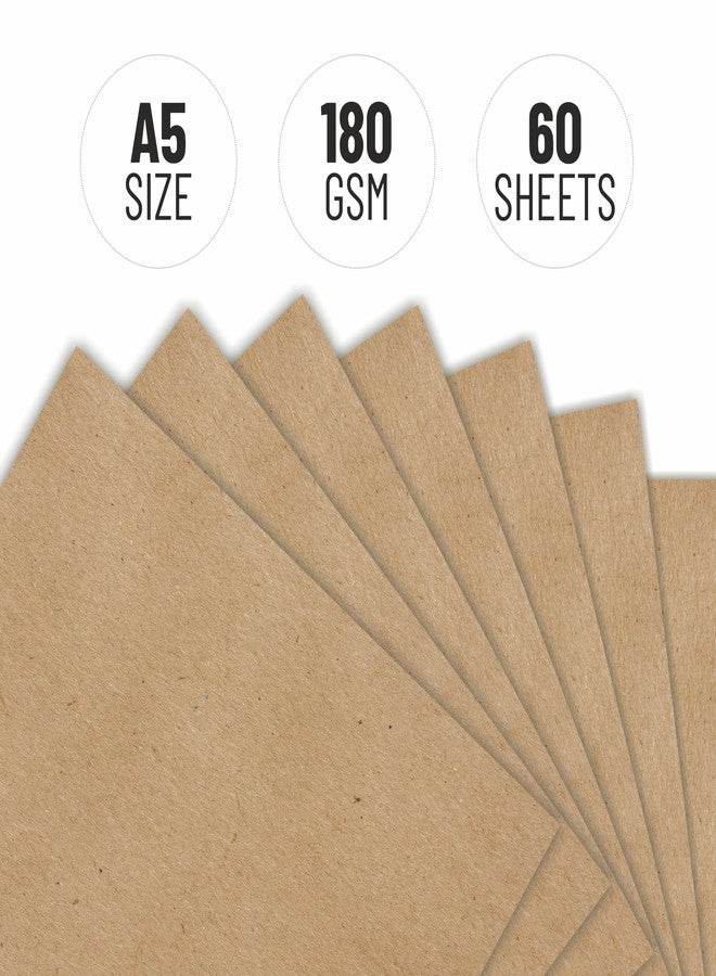 Anupam A5 Kraft Paper | Brown Colour Loose Sheets | 100% Recyclable Acid Free Sheet | 180 GSM | 60 Sheet / 120 Pages | Ideal for Pencil Drawing Doodling Sketching - Image 3